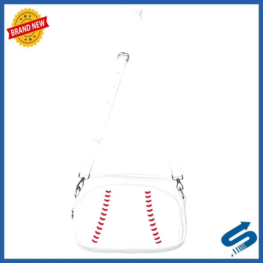 Faux Leather Baseball Crossbody Bag with Adjustable Strap for Women